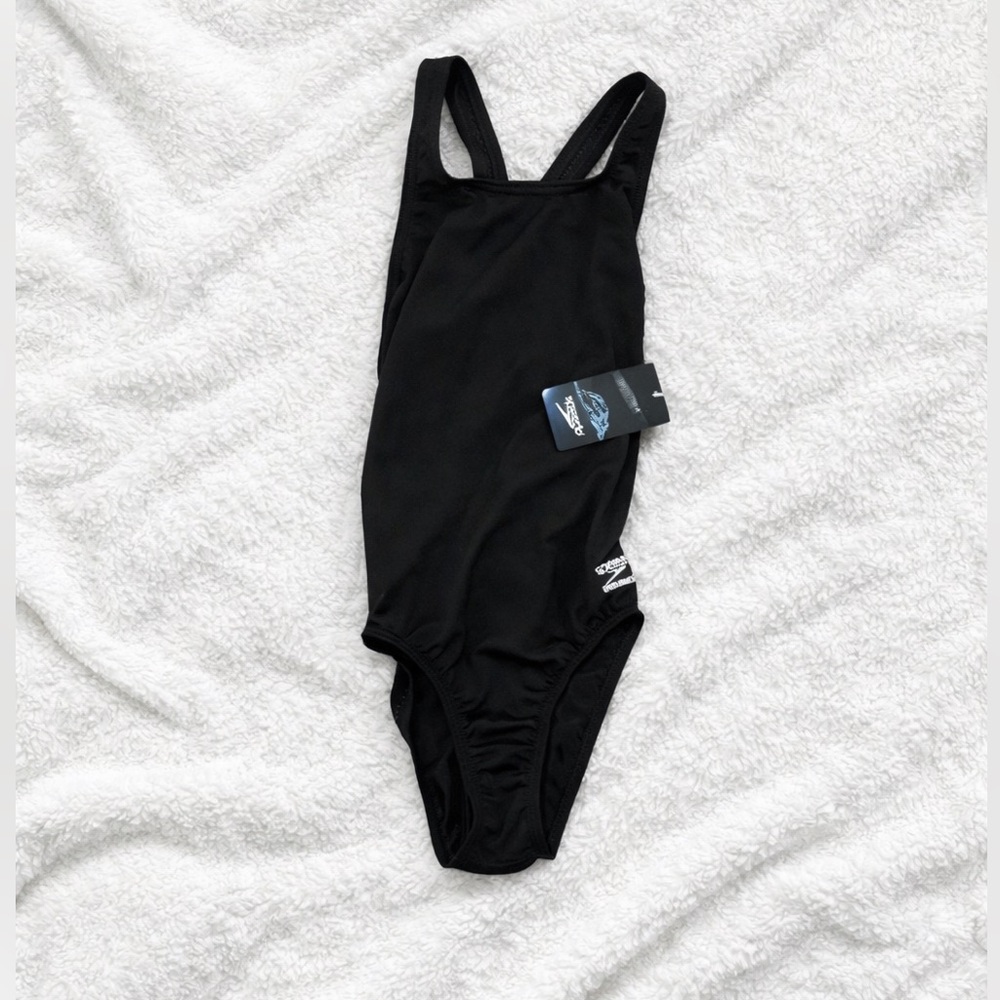 Black One-Piece Swimsuit with Open Back & Wide Straps – New with Tags